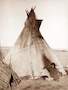 Lakota Girl and Puppy By a Tipi